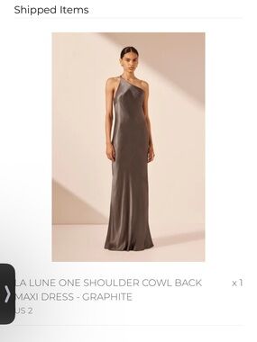Shona Joy La Lune One-Shoulder Satin Maxi Dress in Graphite